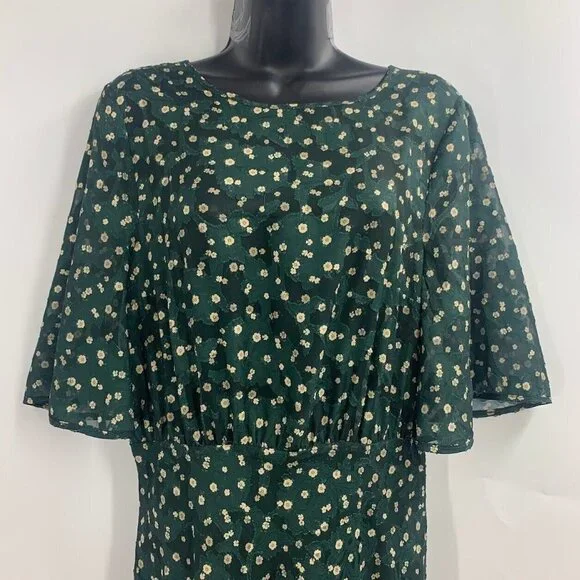 Tularosa Women's Ziggy Hunter Green Floral Midi Dress Size M NWT Tularosa Women's Ziggy Hunter Green Floral Midi Dress Size M NWT